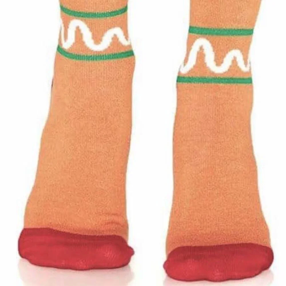 Gingerbread Man Socks Womens One Size Festive Holiday Hosiery